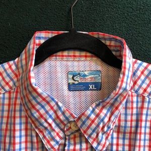 World Wide Sportsman Ultimate Angler Red/Blue Plaid Long-Sleeve Shirt for Men XL